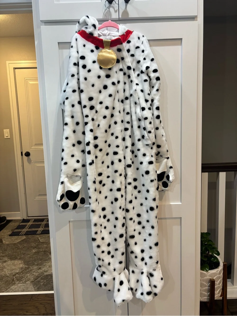 Dalmatian Spot Kids Halloween Costume - White & Black Plush Onesie
